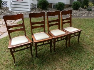 Gorgeous Set Of 4 Antique Quartersawn Oak Chairs photo