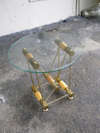 Mid Century Glass Top Side Table photo