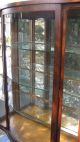 Antique Wooden Curio China Cabinet Curved Glass 1800-1899 photo 2