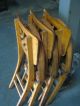 Antique Wood And Leather Folding Table With 4 Chairs Set - Rare 1900-1950 photo 11