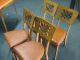 Antique Wood And Leather Folding Table With 4 Chairs Set - Rare 1900-1950 photo 8