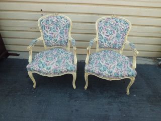 50924 Pair French Country Bergere Decorator Armchair S Chairs Chair S photo