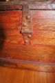 Antique Oak Tool Box On Custom Green Wrought Iron Stand 1900-1950 photo 9