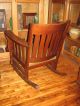 Mission Arts & Crafts Rocker & Chair Set Oak Leather 1900-1950 photo 7