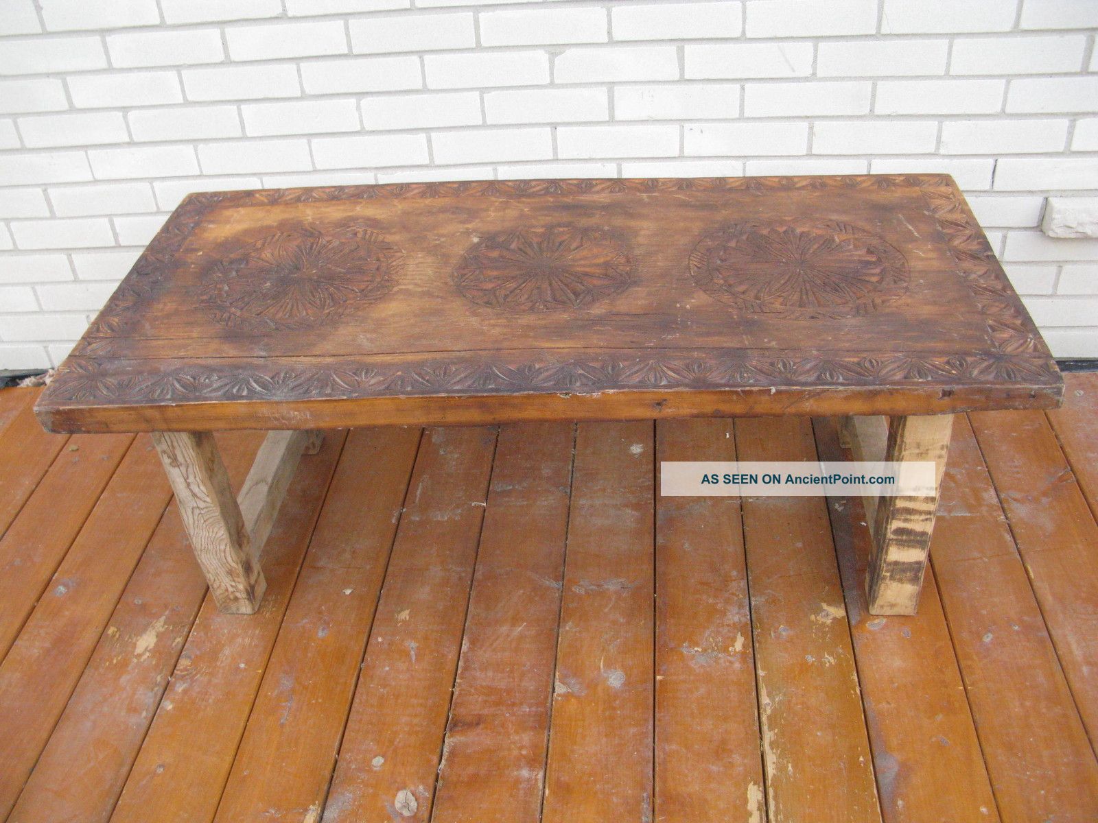 Latin American Wood Rustic Carved Design Coffee Table Unknown photo