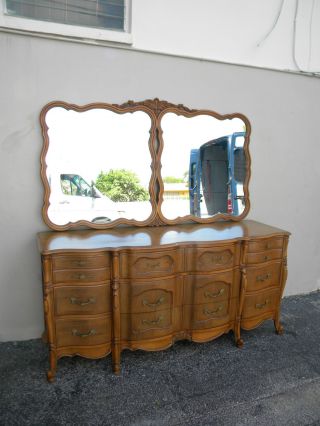 French Serpentine Cherry Dresser With Two Mirrors 2552 photo