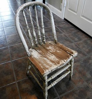 Antique Primitive Shabby Bentwood Spindle Childs Chair Sturdy Solid Hardwood photo