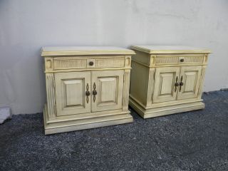 Pair Of Large French Painted End Tables / Side Tables By White 2256 photo