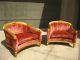 Pair Beverly Hills Designer Lounging Arm Chairs French Gold Gilt Velvet Fabric Post-1950 photo 2