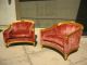 Pair Beverly Hills Designer Lounging Arm Chairs French Gold Gilt Velvet Fabric Post-1950 photo 3