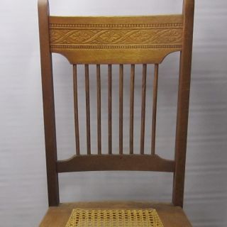 Charming Late Victorian Oak Pressback Chair•hand - Caned Seat•sturdy+ready To Use photo
