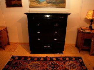 Mid Century Modern Chest Drawers Art Painted In Black photo
