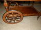 Extremely Rare Antique Rustic Pine Tea/serving Cart With Large Spoked Wheels 1900-1950 photo 2