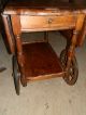 Extremely Rare Antique Rustic Pine Tea/serving Cart With Large Spoked Wheels 1900-1950 photo 3
