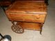 Extremely Rare Antique Rustic Pine Tea/serving Cart With Large Spoked Wheels 1900-1950 photo 6