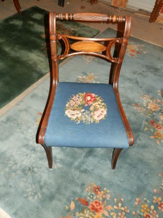 Amazing Antique Victorian Carved Needlepoint Chair photo