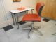 1970 ' S Cole Orange Fabric Desk Office Chair Mid Century Retro Modern Chrome 1900-1950 photo 2