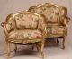 Pair Of French Louis Xv Gilt Gilded Carved Antique Arm Chairs Bergeres C1870 - 90 1800-1899 photo 1