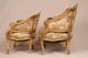 Pair Of French Louis Xv Gilt Gilded Carved Antique Arm Chairs Bergeres C1870 - 90 1800-1899 photo 4