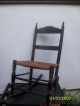 Antique Black Stenciled Sewing Rocker With Rush Bottom - & Sturdy 1900-1950 photo 1