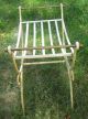 Vintage Shabby ' N Chic French Style Brass + Iron Vanity Bench Foot Stool Post-1950 photo 2