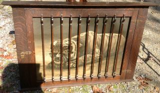 Large Antique Oak Frame Tiger In Cage Print photo