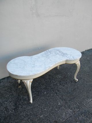 French Painted Kidney Shape Marble Top Coffee Table 2270 photo