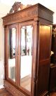 Exquisite French Antique Oak Breton Carved Double Door Armoire Beveled Mirrors 1800-1899 photo 9
