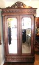 Exquisite French Antique Oak Breton Carved Double Door Armoire Beveled Mirrors 1800-1899 photo 10