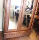 Exquisite French Antique Oak Breton Carved Double Door Armoire Beveled Mirrors 1800-1899 photo 3