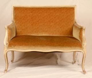 Antique French Louis Xv Style White Painted Settee Sofa Loveseat C.  1890 - 1920 photo