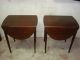 Pair Mid Century Mahogany Drop Leaf Nightstands Tables 1900-1950 photo 2