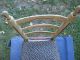 Antique Wood Ladder Back Child Doll Chair Old Paint Kids Textile Seat Unknown photo 5