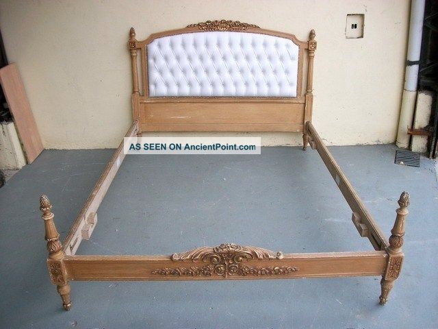 Antique French Louis Xvi Patinated Leather Bed 05817 1900-1950 photo