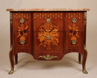 Fine Neoclassical Italian Style Antique Marble Top French Commode Dresser Chest photo