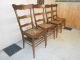 1940 ' S Set Of Four Oak Ladderback Cane Seat Diner Chairs Post-1950 photo 1