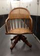 Oak Swivel Desk Chair With Cane Seat And Back,  Iron Base 1800-1899 photo 3