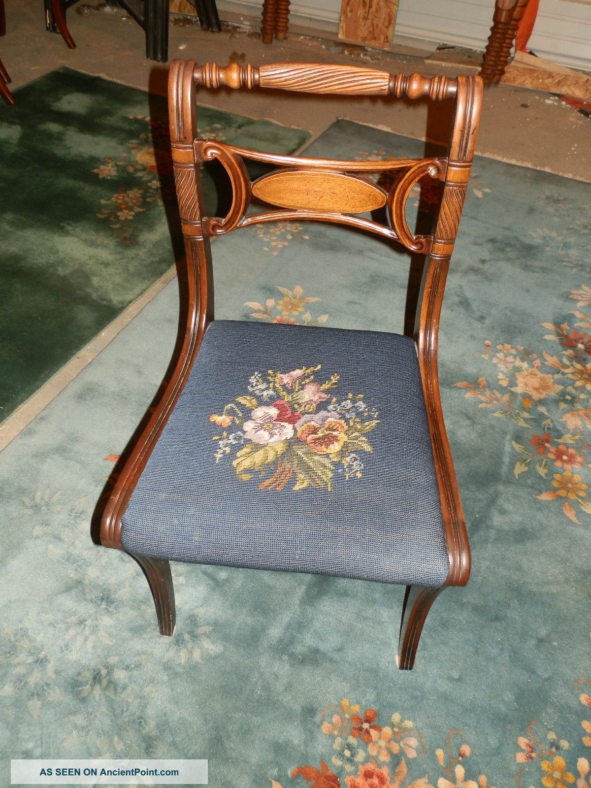 Amazing Antique Victorian Carved Needlepoint Chair 1800-1899 photo