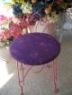 Antique Vintage Wrought Iron Make - Up Vanity Stool Chair Purple Pink Home Decor Post-1950 photo 1