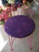 Antique Vintage Wrought Iron Make - Up Vanity Stool Chair Purple Pink Home Decor Post-1950 photo 3