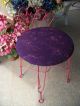 Antique Vintage Wrought Iron Make - Up Vanity Stool Chair Purple Pink Home Decor Post-1950 photo 4