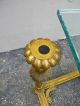 Mid Century Glass Top Gold Leaf Side Table 1479 Post-1950 photo 11