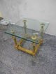 Mid Century Glass Top Gold Leaf Side Table 1479 Post-1950 photo 3
