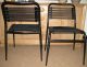 2 Herbst Style Black Metal Bungy Cord Dining Side Chairs Mid Century Post Modern Post-1950 photo 4