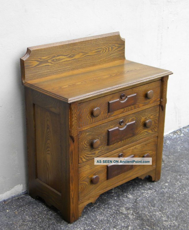 Early 1900 ' S Victorian Oak/chestnut Small Dresser/wash Stand 846 1900-1950 photo