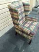 50593 Plaid Upholstered Lane Furniture Wing Chair Post-1950 photo 3