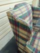 50593 Plaid Upholstered Lane Furniture Wing Chair Post-1950 photo 4