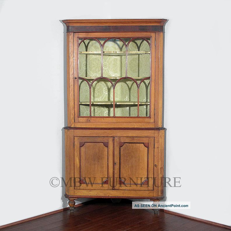 Antique English Solid Oak Victorian Corner Cabinet Bookcase C1870 P26 1800-1899 photo