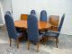 Vintage 1960 ' S Carved Dining Table With 6 High - Back Chairs & 2 Leaves 2534 Post-1950 photo 1