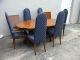 Vintage 1960 ' S Carved Dining Table With 6 High - Back Chairs & 2 Leaves 2534 Post-1950 photo 2